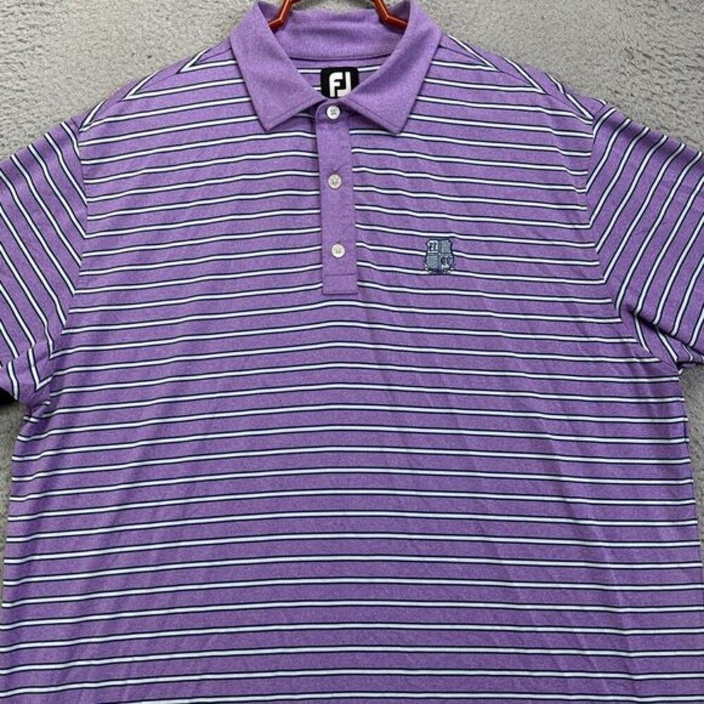 FootJoy FJ Golf Polo Shirt Mens XL Purple Stripe Rugby Athletic Short Sleeve